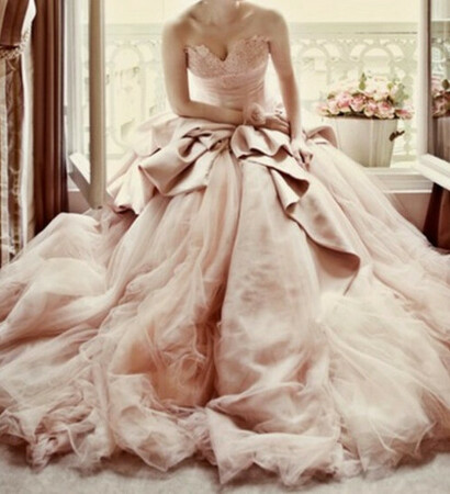 wedding dress, big dress and pink dress