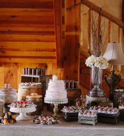 rustic, wedding cake and dessert bar
