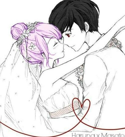 anime couple, haruna and masato ino