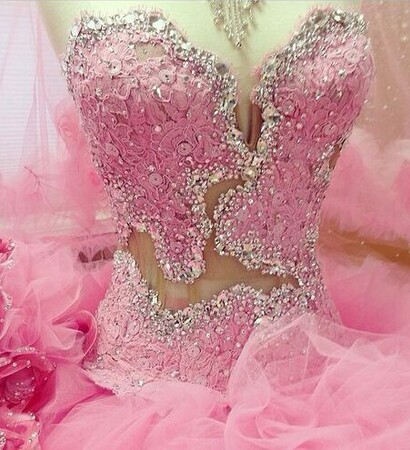 dress, pink wedding dress and gliters