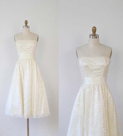 stapless, tea and ivory vintage dress