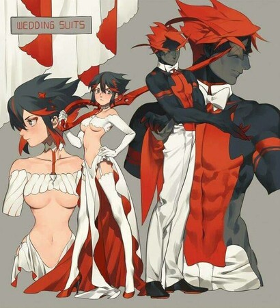 wedding dress, kill la kill and ryuko