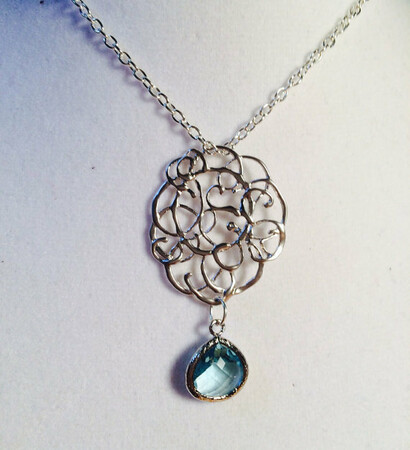 aurora, bridesmaid necklace and something blue