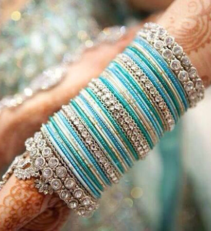 bangles, lehenga and silver