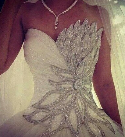 wedding dress, diamonds and dress