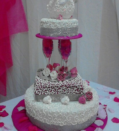 wedding cake, cake and pink