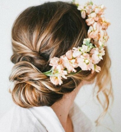 flowers, salmon and hairstyle