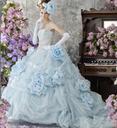 blue, icy and wedding dress