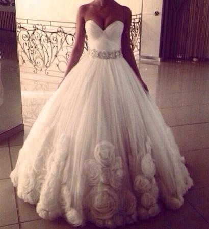 dress, flowers and poofy