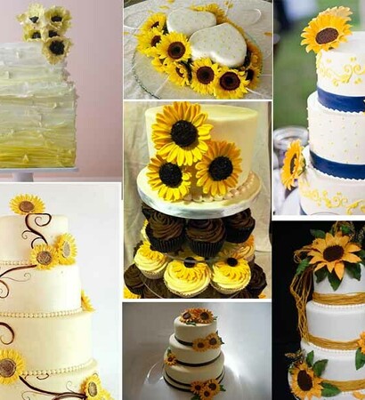 sunflower wedding cake, sunflower wedding and wedding cake