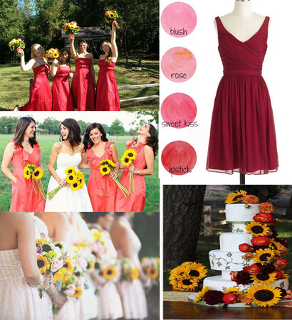 kissprom.co.uk, red bridesmaid dresses uk and sunflower wedding