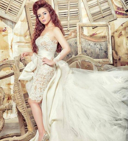 weird wedding dress and مي عز الدين