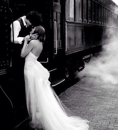 white, dress and train