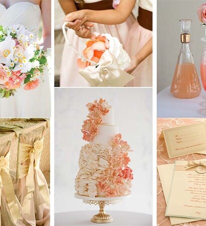 peach wedding and peach color wedding party