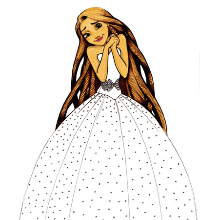 long hair, tangled and blonde