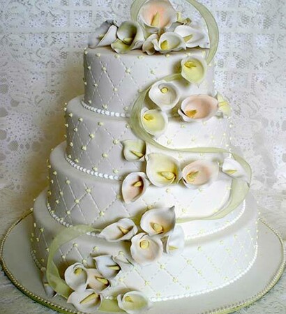 wedding cake, calla lily and beautiful