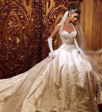 veil, wedding dress and glamorous