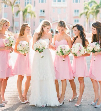 pink, bridesmaides and dress