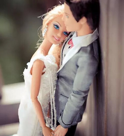 marriage, bridal dress and barbie