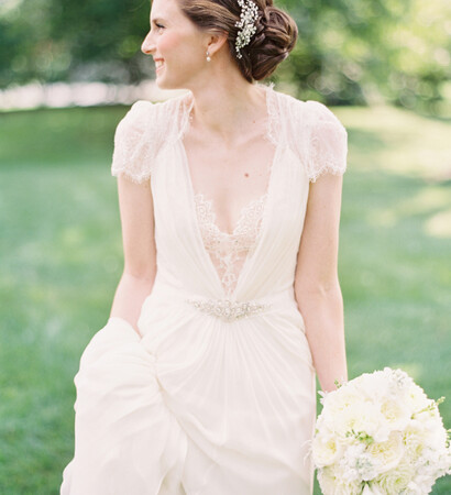 wedding gown, white and lace