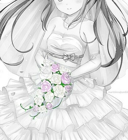 anime girl, cute and black and white