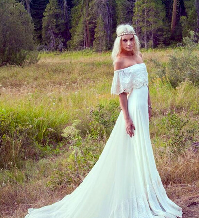 long dress, lace and bohemian wedding dress