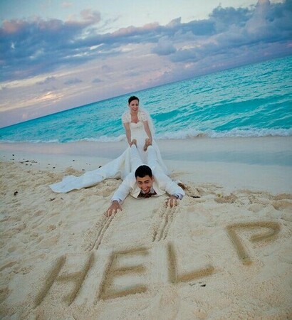 girl, man and beach
