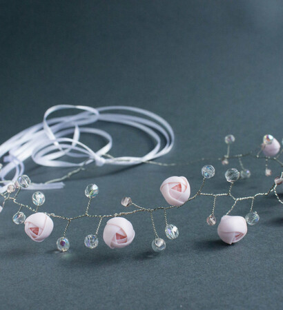 silver flower crown, wedding headpiece and wedding accessories