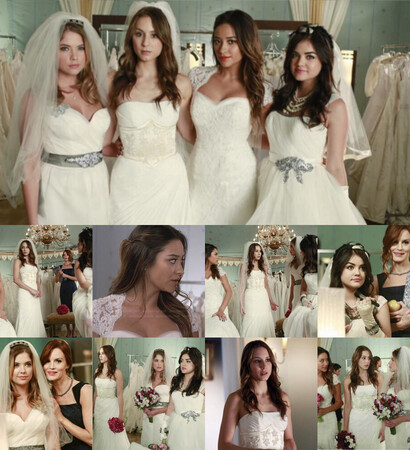 troian bellisario, ashley benson and wedding dress