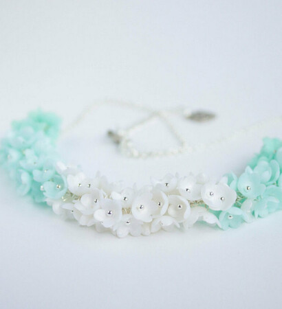 weddings, pastel bead necklace and flower charm