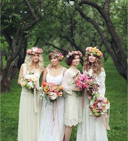 damas de honor, novia and flores