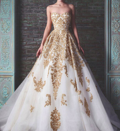 white dress, white gold dress and mashala