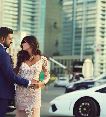 amour, wedding dress and black car