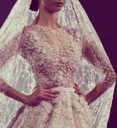 haute couture, long sleeve and wedding dress