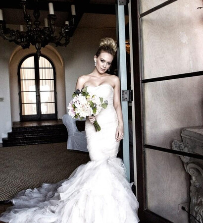 wedding dress, wedding day and Hilary Duff