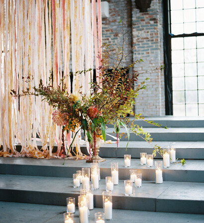 diy wedding, backdrop and candles