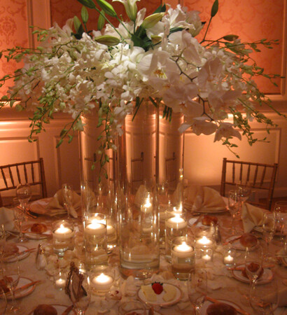 centerpiece, flowers and white