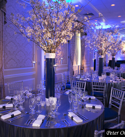 white, blue and centerpiece