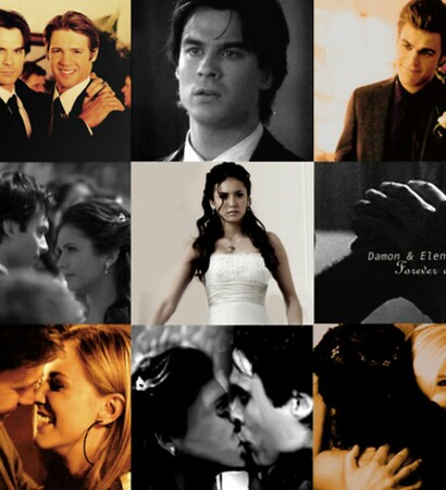 damon, elena gilbert and Vampire Diaries