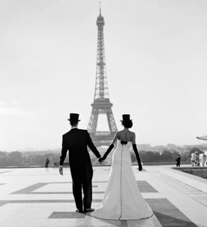 bride and groom, france and paris