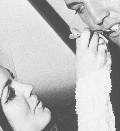 black and white, priscilla presley and elvis and priscilla