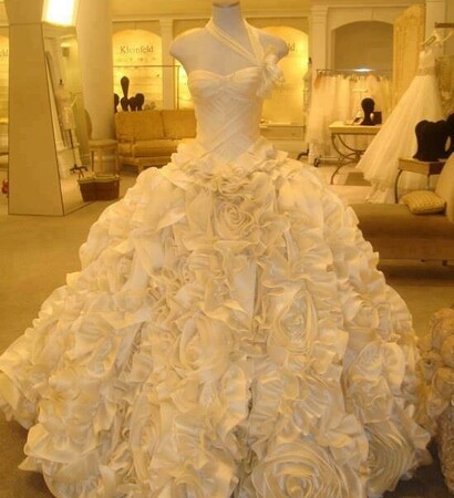ruffled wedding dress, strapless wedding dress and ball gown wedding dress