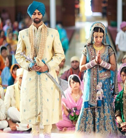 sikh groom, sikh wedding and punjabi bride