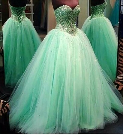 mint dress, princess dress and sparkle