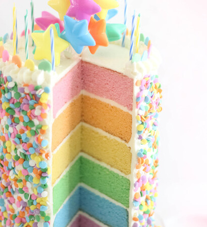 cake, rainbow cake and celebrate