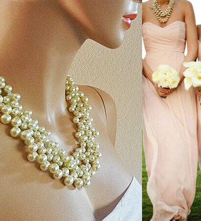 pearl chunky necklace, bridesmaid gifts and bridal necklace