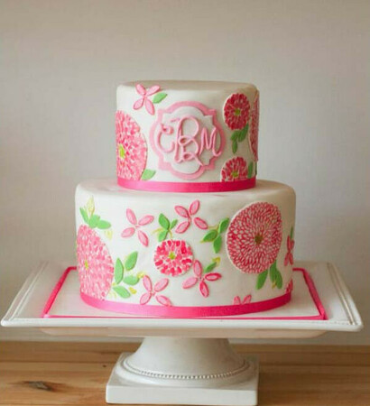 pretty, colorful cake and pink