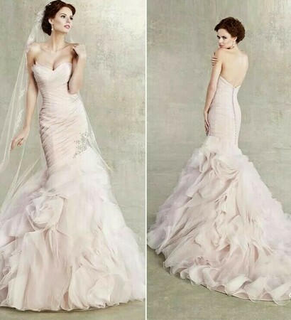 soft pink wedding dress, bridal wear and praise wedding magazine