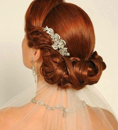 redhead, bride and crystals