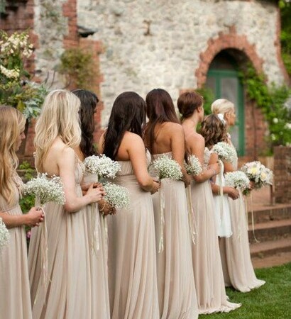 dresses, bridesmaids and flowers